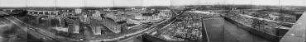 210° Panorama, Blick auf die Baustelle der Wohnsiedlung Charlottenburg Nord. Berlin-Charlottenburg-Nord, Siemensdamm