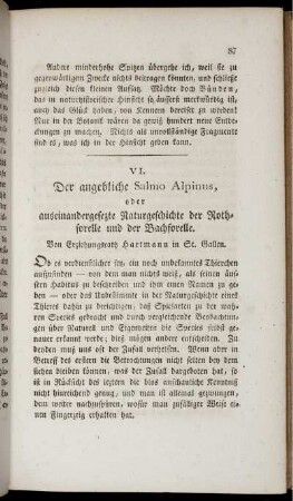 VI. Der angebliche Salmo Alpinus, oder auseinandergesezte Naturgeschichte der Rothforelle und der Bachforelle.