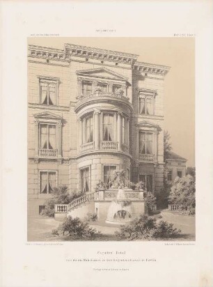 Wohnhaus Regentenstraße, Berlin: Perspektivische Ansicht (aus: Architektonisches Skizzenbuch, H. 66/1, 1864)