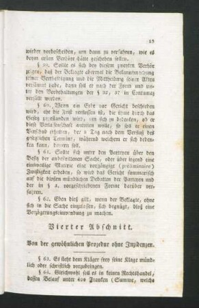 Vierter Abschnitt. Von der gewöhnlichen Prozedur ohne Inzidenzen