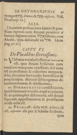 Caput VI. De Vocalibus Brevissimis