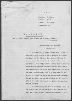 Upfingen-Sirchingen: Pfarrbericht 1938