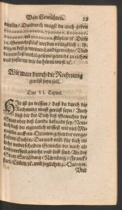 Wie man durch die Rechnung gerüst seyn soll. Das VI. Capitel.