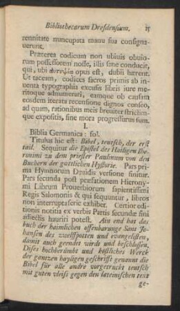 I. Biblia Germanica: fol. Titulus hic. est: Bibel, teutsch, ...