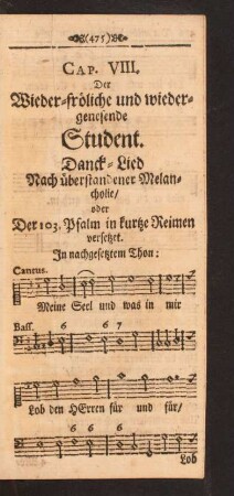 Danck-Lied Nach überstandener Melancholie/ [...]