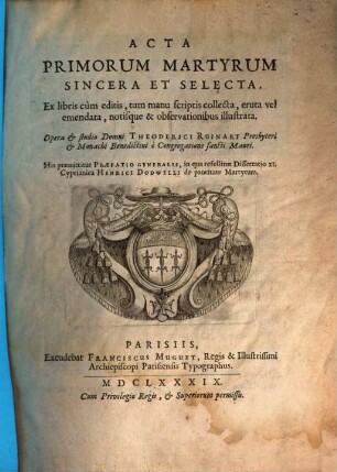 Acta primorum Martyrum sincera
