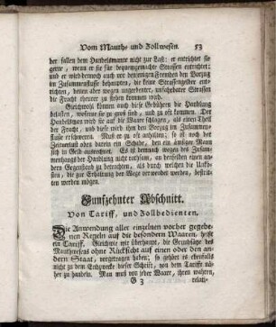 Funfzehnter Abschnitt. Von Tariff, und Zollbedienten.