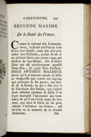 Seconde Maxime. De la Bontê des Princes.