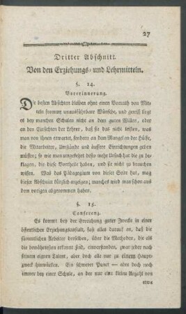 Dritter Abschnitt. Von den Erziehungs- und Lehrmitteln