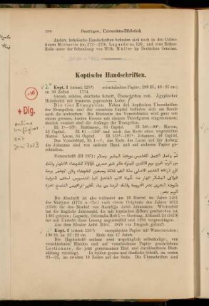Koptische Handschriften. [2° Cod. Ms. kopt. 1 - 4° Cod. Ms. kopt. 11]