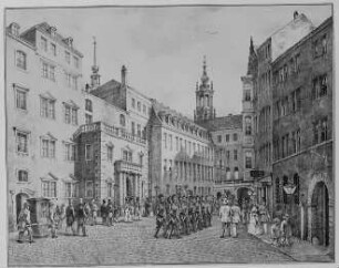 Dresden-Altstadt, Schloßstraße, Blick auf das Residenzschloss und den Georgenbau