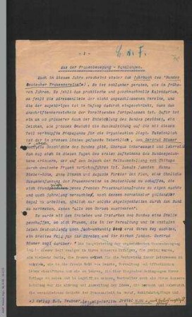 Aus der Frauenbewegung - Wandlungen
