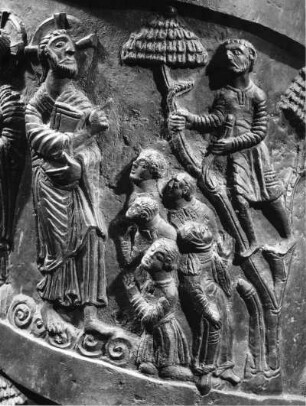 Jesus und Zachäus, Bernwardsäule, Dom zu Hildesheim