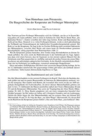 Vom Hinterhaus zum Priestersitz. Die Baugeschichte der Kooperatur am Freiburger Münsterplatz.
