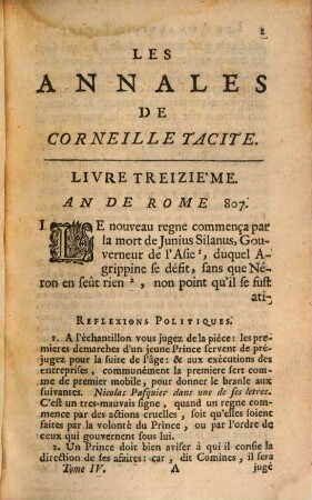 Tacite : Avec Des Notes Politiques Et Historiques, 4