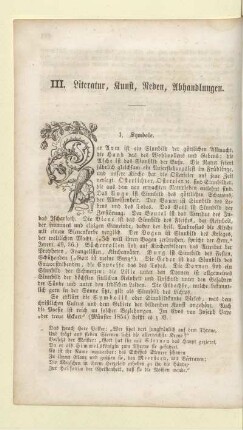 III. Literatur, Kunst, Reden, Abhandlungen