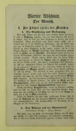 Vierter Abschnitt. Der Mensch