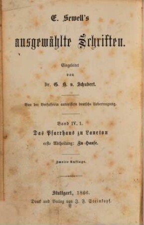 E. Sewell's ausgewählte Schriften, 4,1