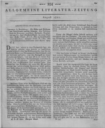 Die Bäder und Heilbrunnen Deutschlands und der Schweiz. Ein Taschenbuch für Brunnen- und Bade-Reisende. T.1-2. Bearb. v. K. F. Mosch. Leipzig: Brockhaus 1819