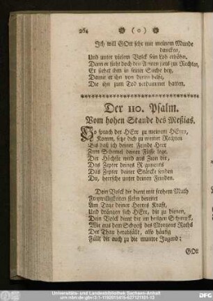 Der 110. Psalm. Vom hohen Stande des Meßias.