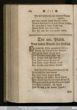 Der 110. Psalm. Vom hohen Stande des Meßias.