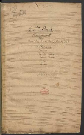 Konzerte; cemb, strings; F-Dur; H 443; Wq 33