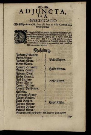Adjuncta, Lit. A. Specificatio. - S. Wir Carl der Sechste von Gottes Gnaden erwählter Römischer Käyser/ etc.
