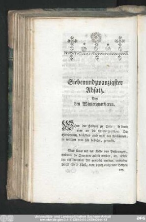 Siebenundzwanzigster Absatz. Von den Winterquartieren.