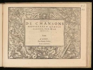 Jean Servin: Meslange de chansons nouvelles a quatre parties. Tenor