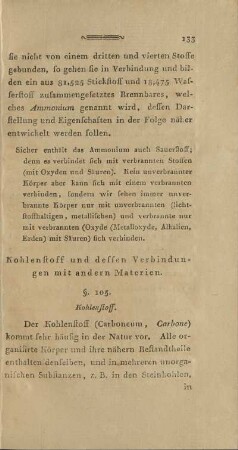 Kohlenstoff und dessen Verbindungen mit andern Materien.