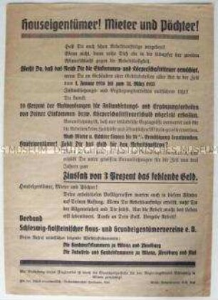 Flugblatt mit dem Aufruf zu Instandsetzungsarbeiten an Gebäuden