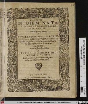 Carmen In Diem Natalem Servatoris Nostri Jesu Christi