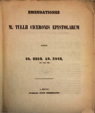 Emendationes M. Tullii Ciceronis epistolarum
