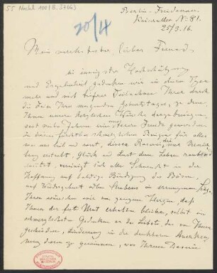 Brief an B. Schott's Söhne : 25.03.1916