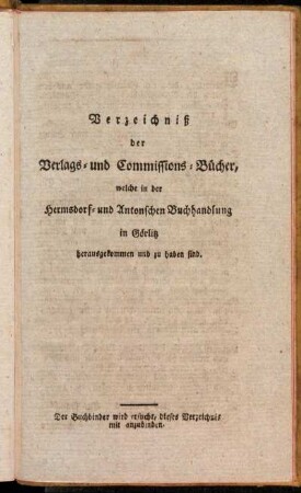 Verzeichniß der Verlags- und Commissions-Bücher,[...]