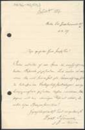 Brief von Eberhard Dennert an Unbekannt