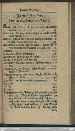 Zweites Register, über die abgehandelten Sachen
