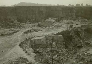 Elbsandsteingebirge, Rottwerndorfer Steinbrüche, Arbeit von der Wand