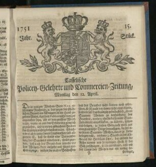 15. Stueck, Montag den 12. April 1751