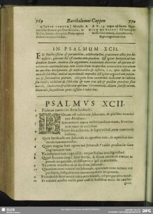 In Psalmum XCII.[i.e. XCI.] Psalmus XCII. [i.e. XCI.]