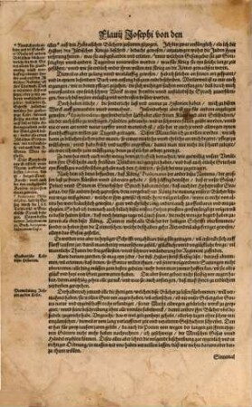 Flauij Josephi, des Hochberühmten Jüdischen Geschichtschreibers, Historien vnd Bücher : Von alten Jüdischen Geschichten, zwentzig, sambt eynem von seinem Leben ... ; Alles auß dem Griechischen Exemplar ... von newem verteutscht vnnd zugerichtet, darzu mit ... schönen Figuren ... gezieret