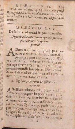 Qvaestio LXV. De iustitia aduocati in patrocinando.