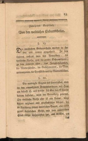 Zweytes Kapitel, Von den weiblichen Geburtstheilen