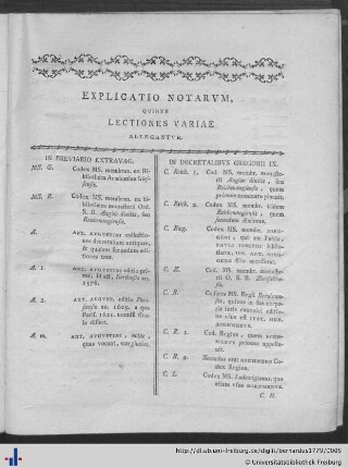 Explicatio notarum, quibus lectiones variae allegantur.