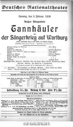 Tannhäuser und der Sängerkrieg auf Wartburg