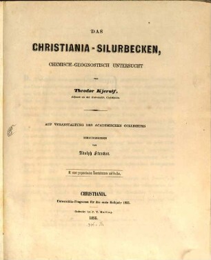 Das Christiania-Silurbecken : chemisch-geognostisch untersucht