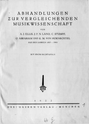 Abhandlungen zur vergleichenden Musikwissenschaft aus den Jahren 1885 - 1908
