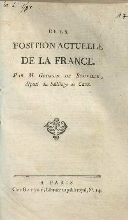 De la position actuelle de la France