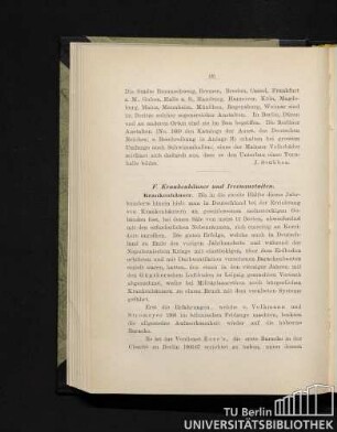 F. Krankenhäuser und Irrenanstalten.