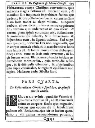 Pars Quarta. De Resurrectione Christi e sepulchro, & ascensu ejus in cœlum.